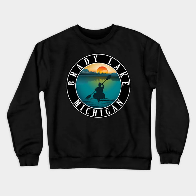 Brady Lake Kayaking Michigan Sunset Crewneck Sweatshirt by BirdsEyeWorks